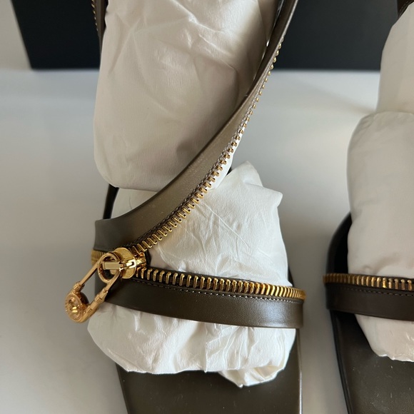 Versace Safety Pin Zipper Leather Slingback Sandals - Picture 5 of 7